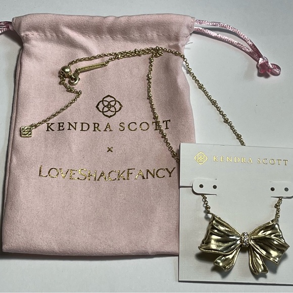 LoveShackFancy Gold Bow Necklace - Picture 10 of 12